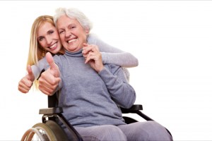 lady and woman showing their thumbs up